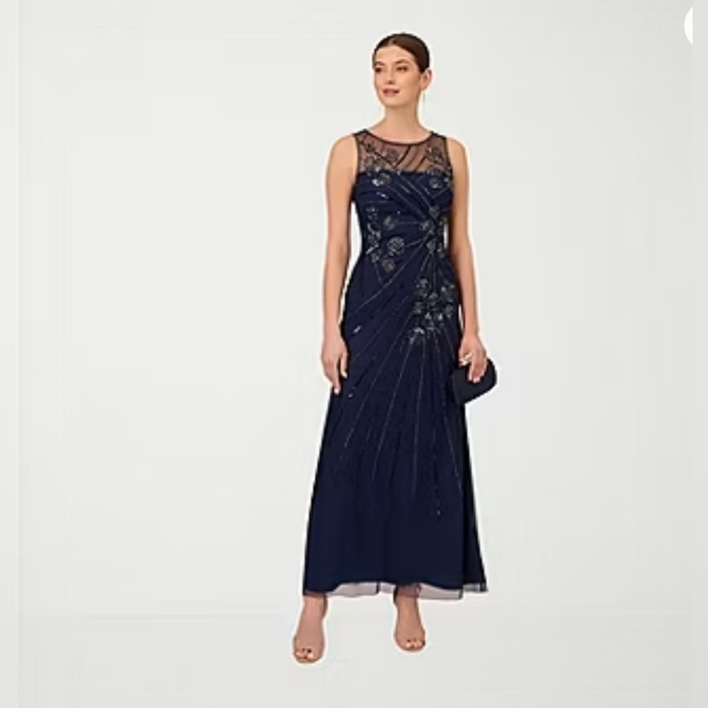 Papell Boutique Beaded Embroidered Evening Gown